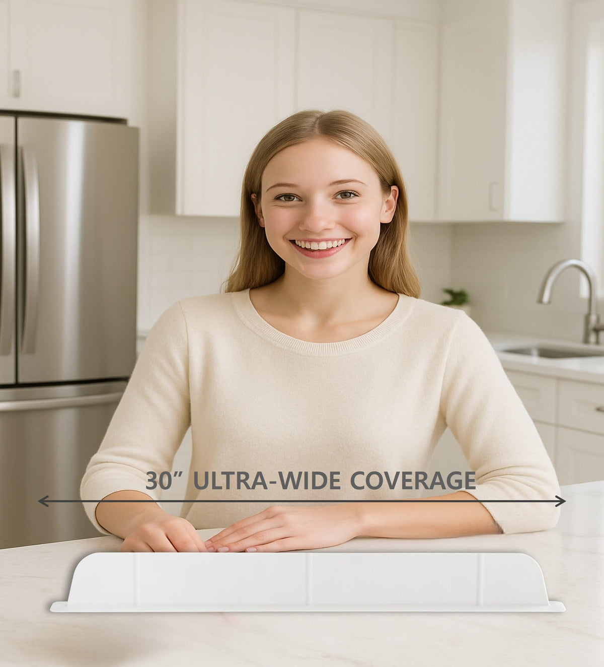 Casa Starlet no-suction design keeps guard secure on counters.