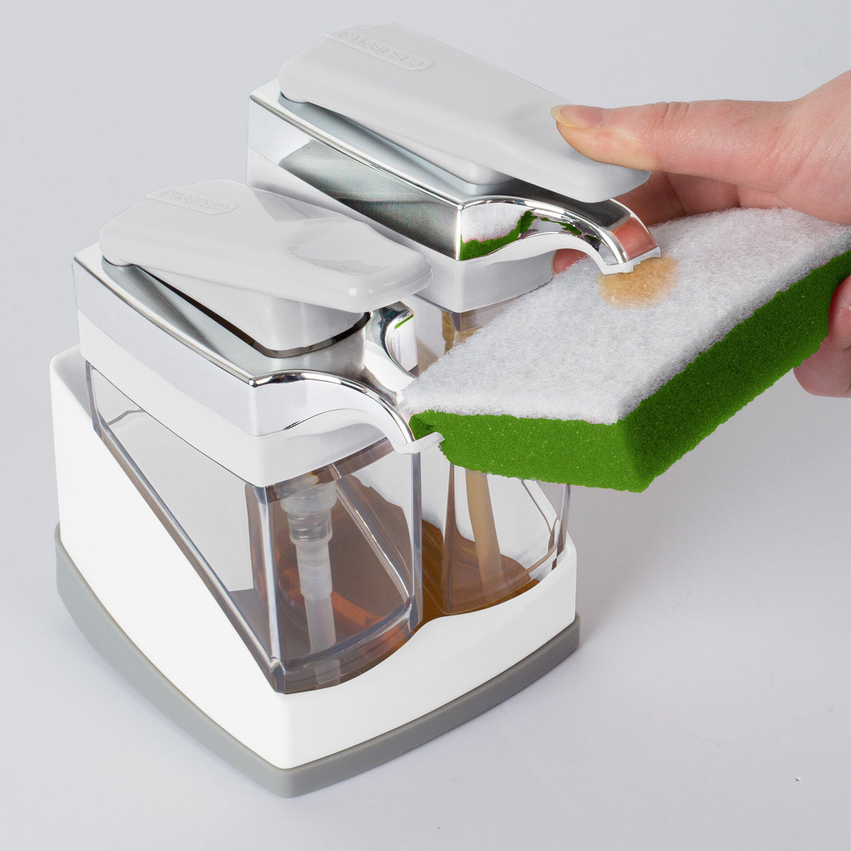 Pull-tab refill and removable base on Casabella Sink Sider Duo simplify cleaning.
