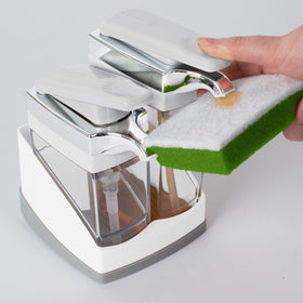 Pull-tab refill and removable base on Casabella Sink Sider Duo simplify cleaning.