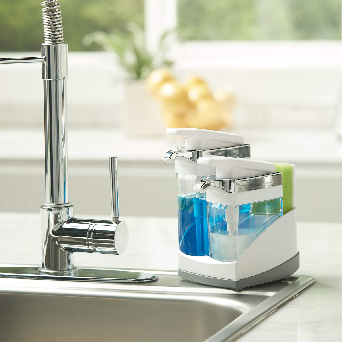 Casabella Sink Sider Duo available in solo or duo pump configurations for flexibility.