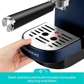 CASABREWS CM5418 two-cup filter included for quick espresso batches.
