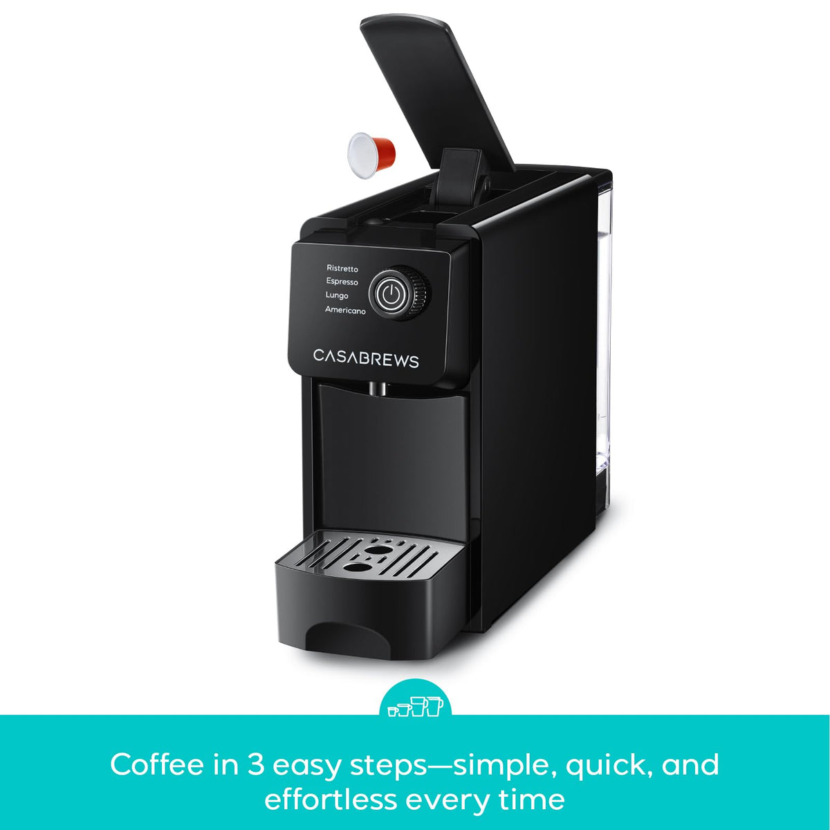 CASABREWS CM7036E four brew sizes for varied coffee preferences.