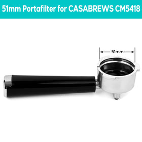 Casabrews polished-handle portafilter offers comfortable grip during tamping and brewing