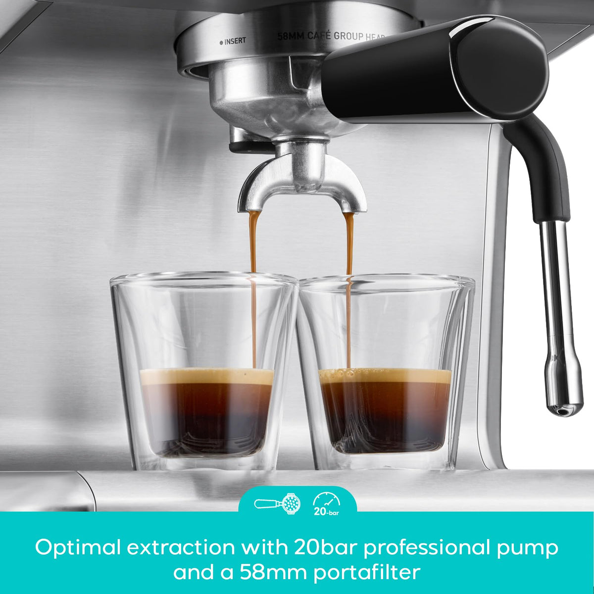 Casabrews Ultra Espresso Machine intuitive control panel guides every step