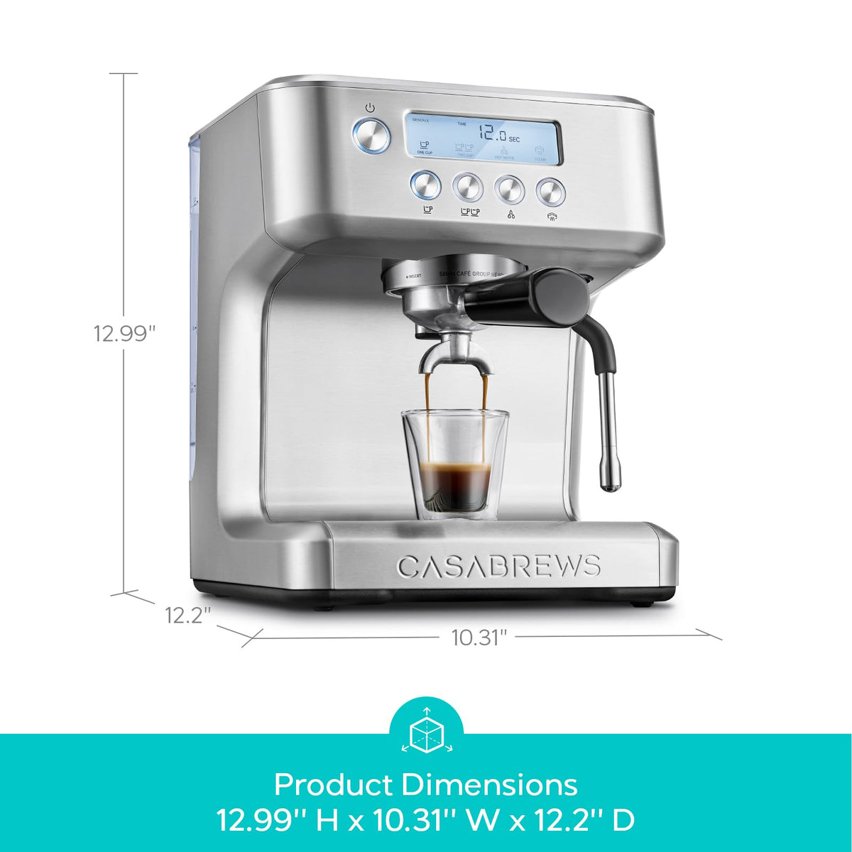 Casabrews Ultra Espresso Machine milk frother steam wand enables silky microfoam for lattes