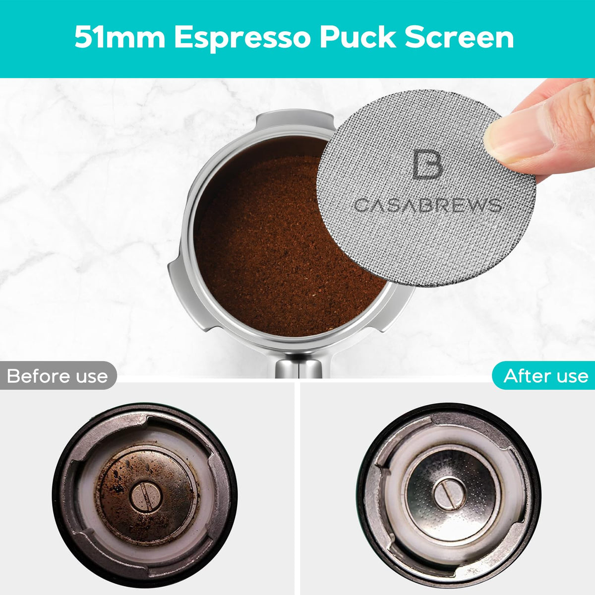 CASABREWS wooden ergonomic handle on portafilter for comfortable espresso pulls