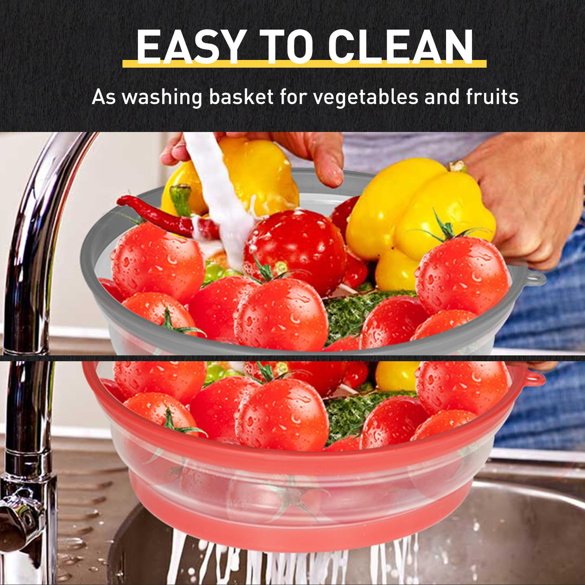 CasaCulina filter basket drain feature for rinsing produce