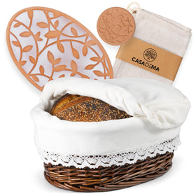 CASADEMA bread warmer basket with liner ready for warm bread at gatherings