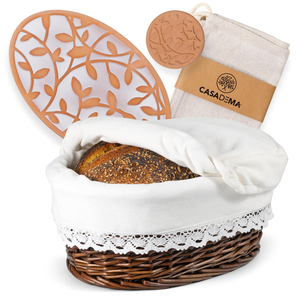 CASADEMA bread warmer basket with liner ready for warm bread at gatherings
