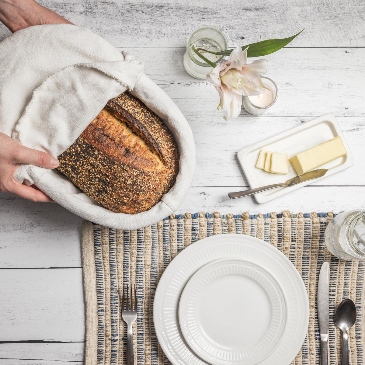 CASADEMA serving basket on dining table adds natural warmth to meals