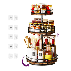 CasaDolce heavy-duty 3-tier lazy Susan front view for organized countertop spices.