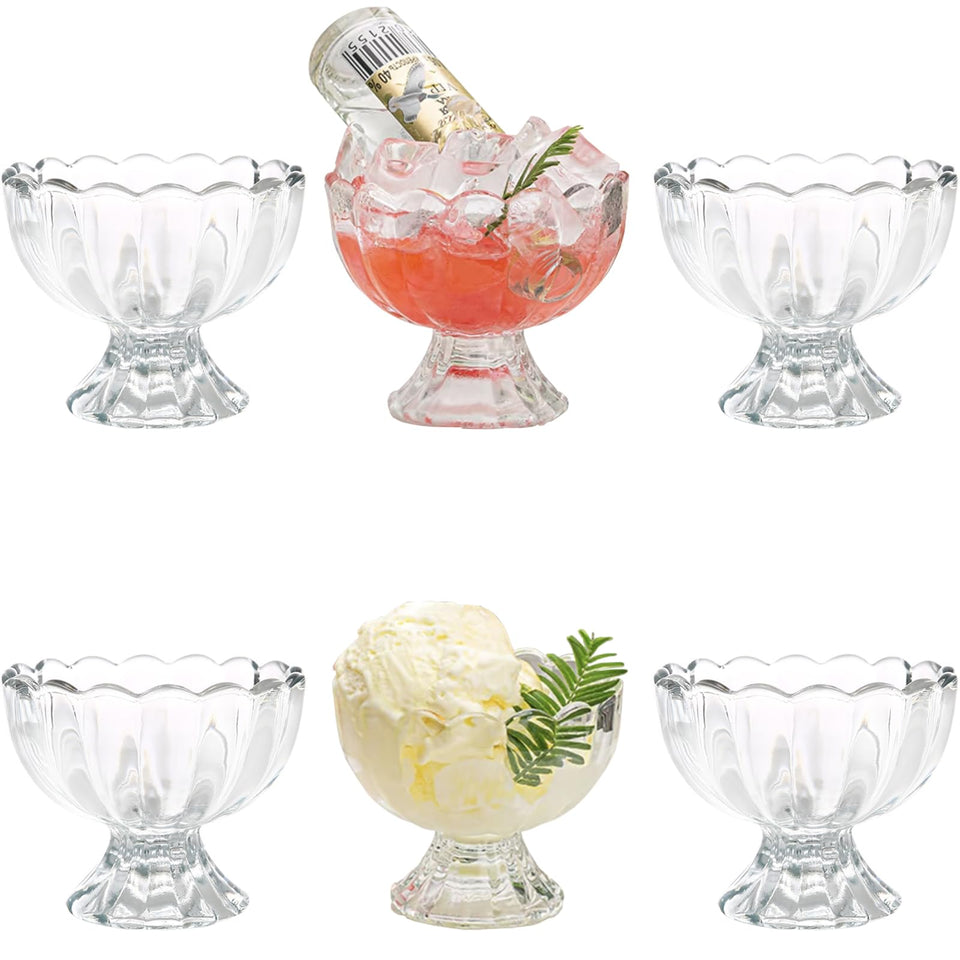 CasaVibe Vintage Glass Dessert Bowls top view highlighting space-saving stackable design for desserts