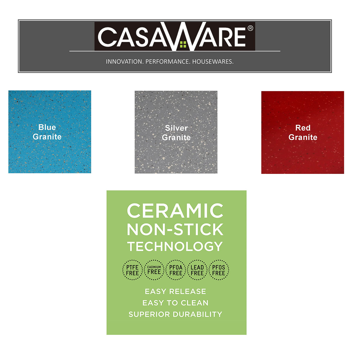 Casaware oven-safe pan resists heat up to 450°F for reliable baking results