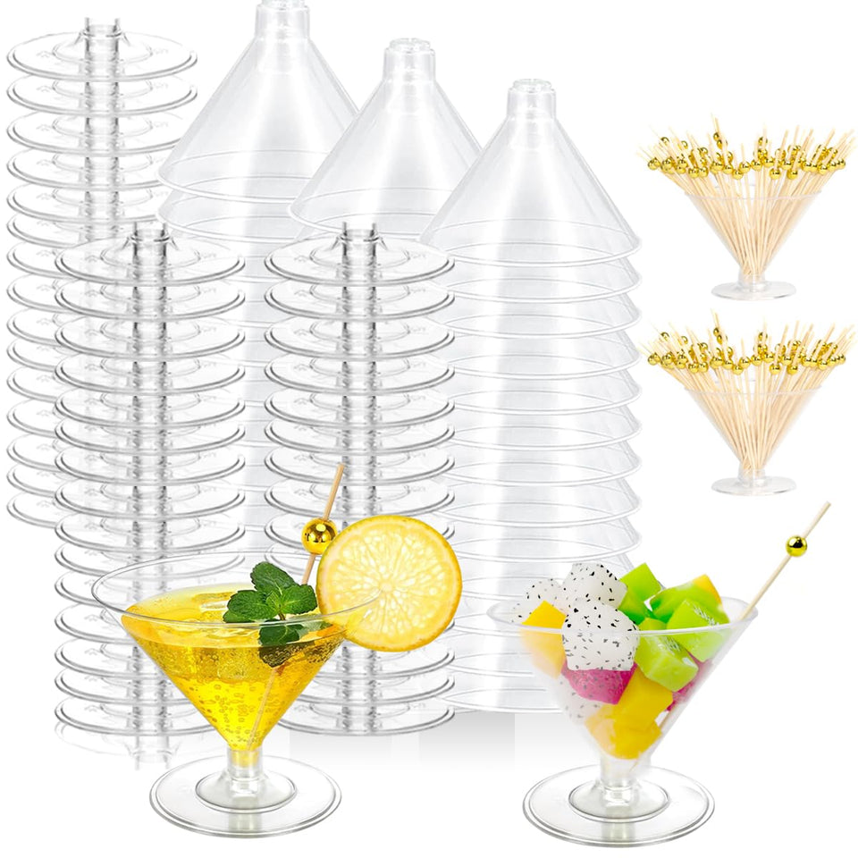 Cashger 100-pack plastic martini glasses 5 oz for elegant desserts
