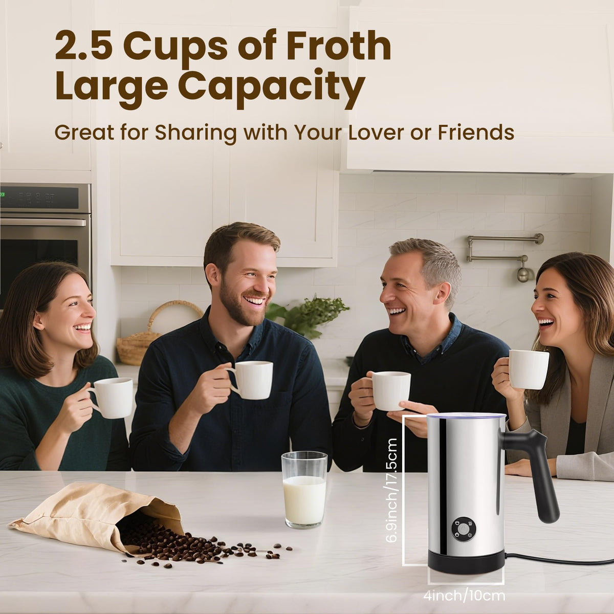 Casimhu Milk Frother ceramic lining enables easy cleaning.