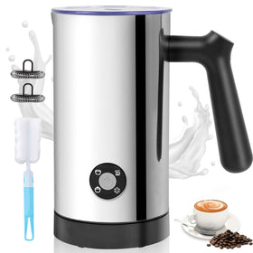 Casimhu Milk Frother foaming action for rich cappuccino foam.