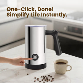 Casimhu Milk Frother hot foam option for silky latte foam.