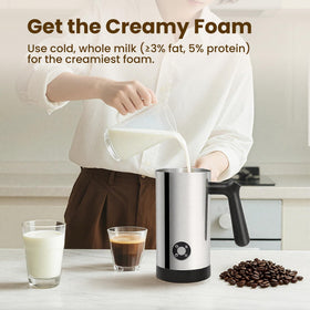 Casimhu Milk Frother warm milk setting for latte bases.