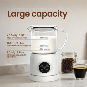 Casimhu wide-mouth design simplifies milk addition and cleaning.