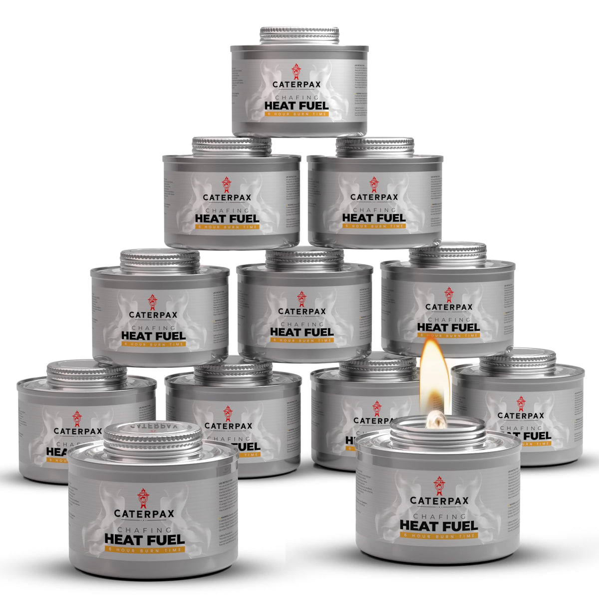 Caterpax 12-pack display for events highlighting long-lasting heat for buffets