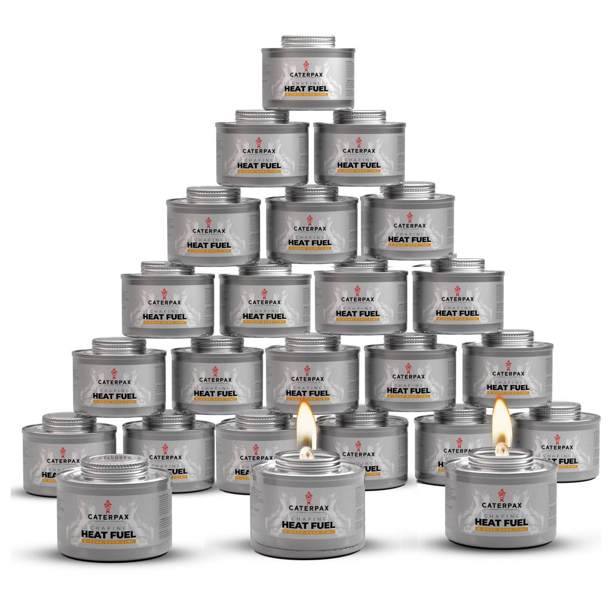 Caterpax 24-pack chafing fuel cans ready for long-running buffet heat