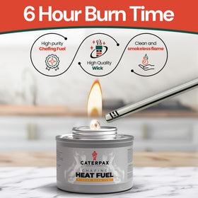 Caterpax DEG chafing fuel designed for indoor use with low fumes