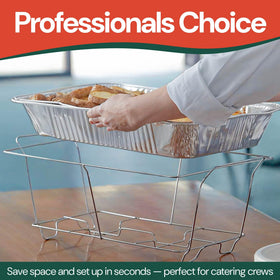 CATERPAX fixed chafing rack holds two half-size pans and fuel cans for efficient heating