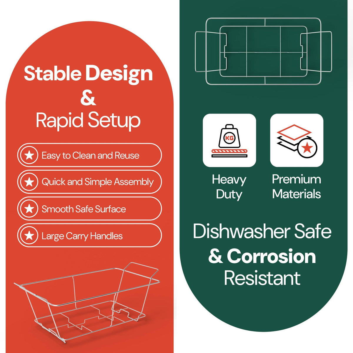CATERPAX anti-tip design provides stable heat setup on busy buffets