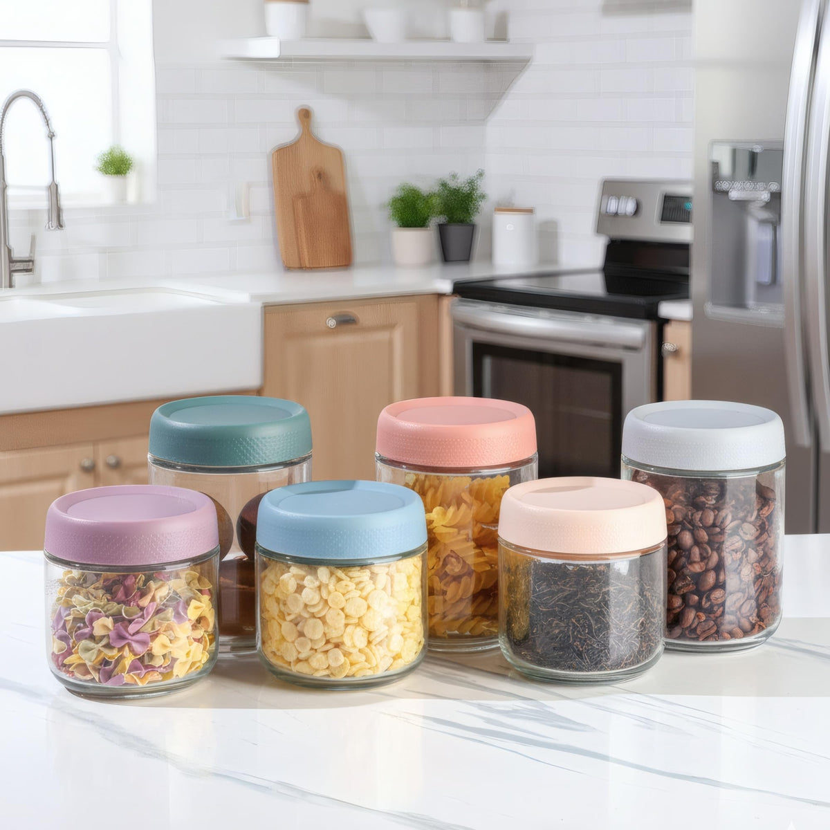 CATIFLIN 10oz glass jar with airtight lid for snacks and yogurt