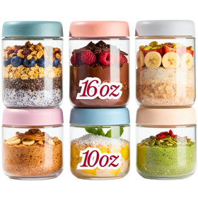 CATIFLIN 16oz glass jar with airtight lid for fresh overnight oats