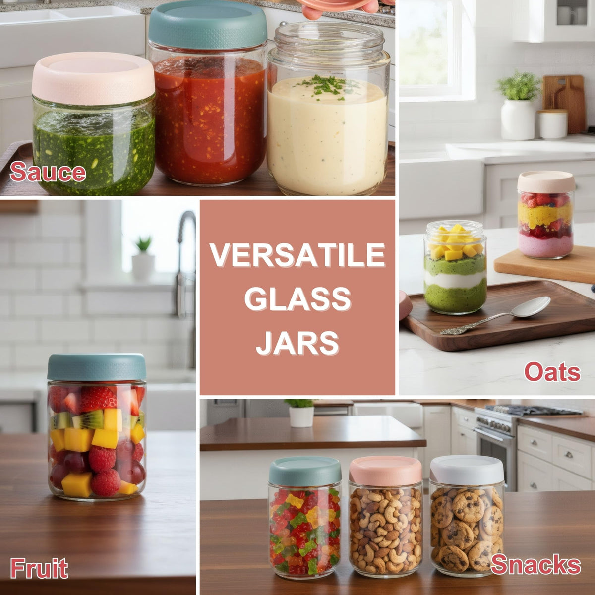 CATIFLIN dishwasher-safe and fridge-safe glass jars for daily use
