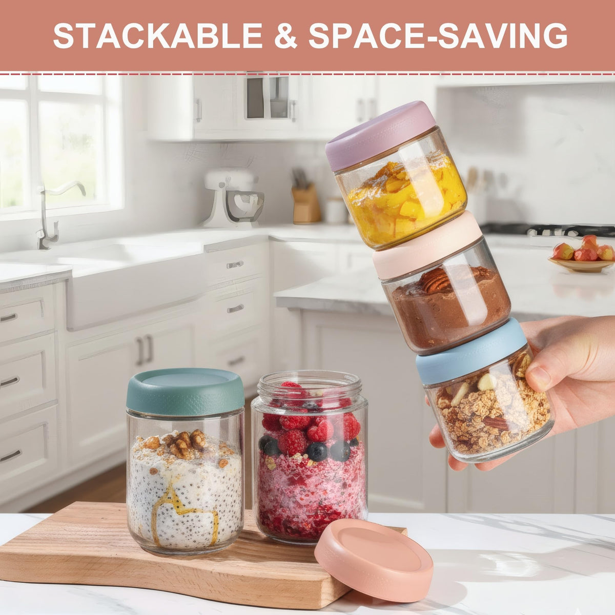 CATIFLIN 6-pack meal prep jars offer ideal portion sizes