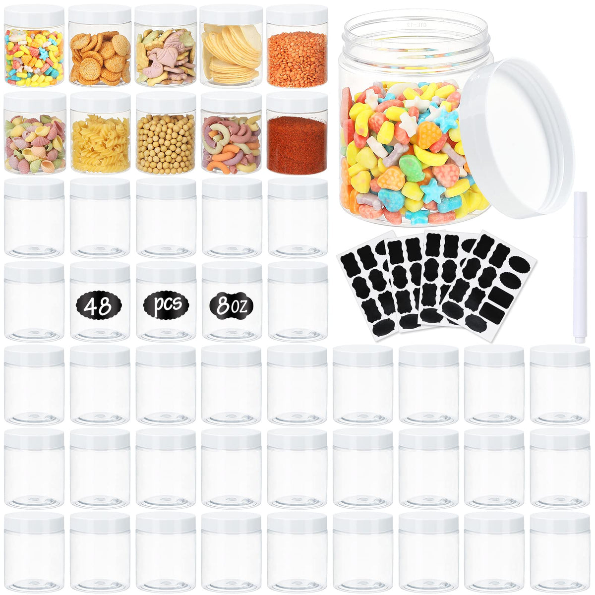 Catsayer 8 oz clear jar with lid, ideal for pantry organization.