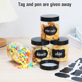 Catsayer 8oz jar with black lid is sturdy and stackable.