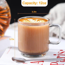 Catsayer clear glass mug with handle offering a comfortable grip.