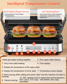 CATTLEMAN CUISINE 180-degree hinge allows even cooking of thick foods
