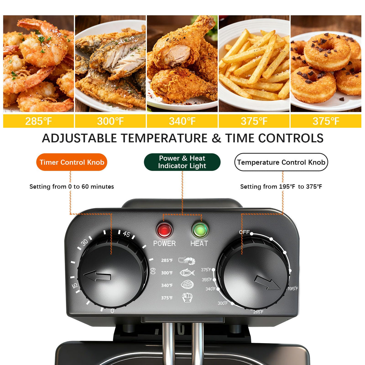 CATTLEMAN CUISINE deep fryer basket in use delivering crispy results with safety handle.