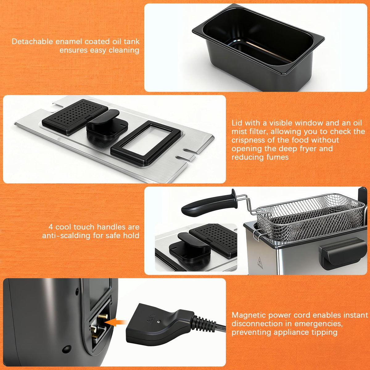 CATTLEMAN CUISINE magnetic plug enables quick disconnection for safety.