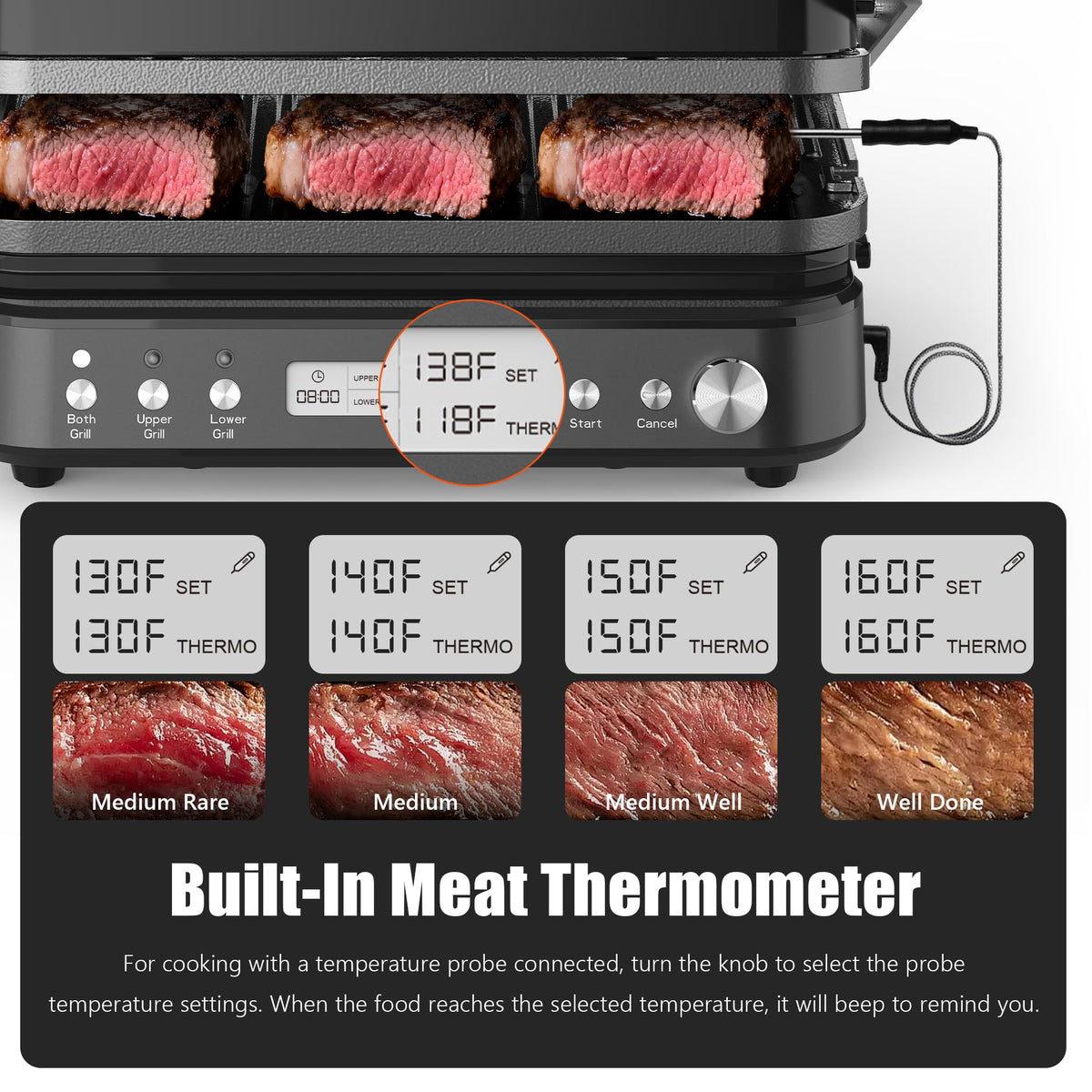 Cattleman Cuisine meat thermometer helps monitor doneness without cutting