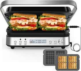 CATTLEMAN CUISINE panini press grill with removable plates for easy cleanup after cooking