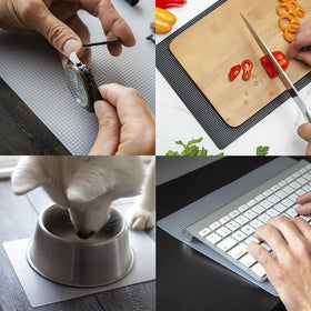 CatTongue Grips countertop pad provides stable workspace for tools and gadgets.