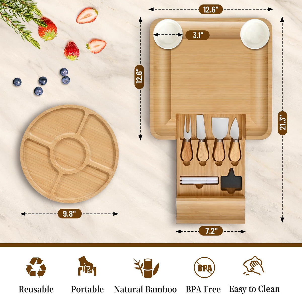 CAWIU charcuterie board in gift box makes a stylish housewarming or wedding present.