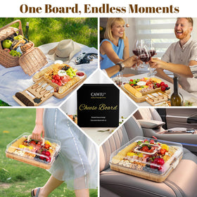 CAWIU cream charcuterie board hosting set ideal for wine and cheese nights.