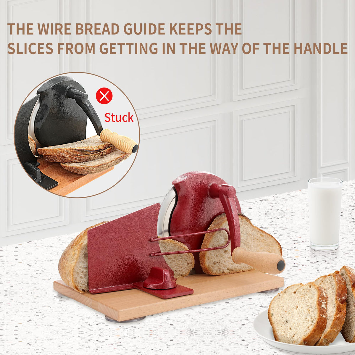 CAWIU stainless steel blade cuts smoothly through bread