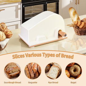 CAWIU bread slicer red crank mechanism enables easy, hands-on slicing.