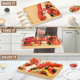 CAWIU bamboo board with cutting and serving surfaces for prep and display