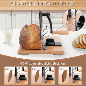 CAWIU bread slicer with adjustable thickness knob in use