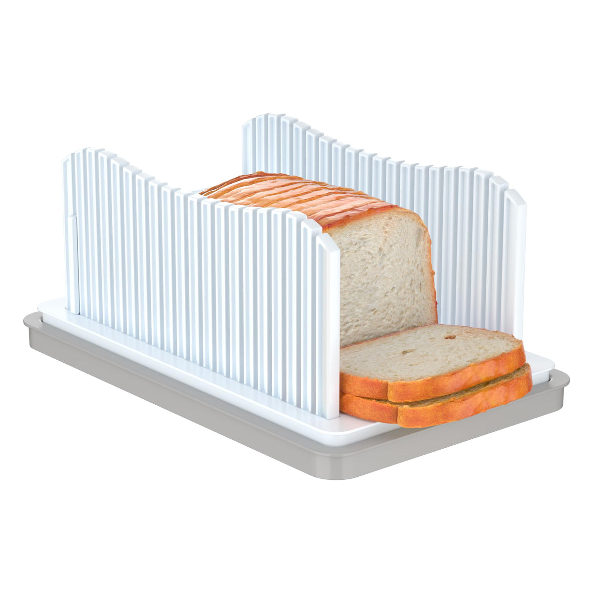 CAWIU bread slicer foldable design with crumb tray and precise 0.48-inch slices