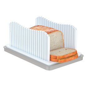 CAWIU bread slicer foldable design with crumb tray and precise 0.48-inch slices