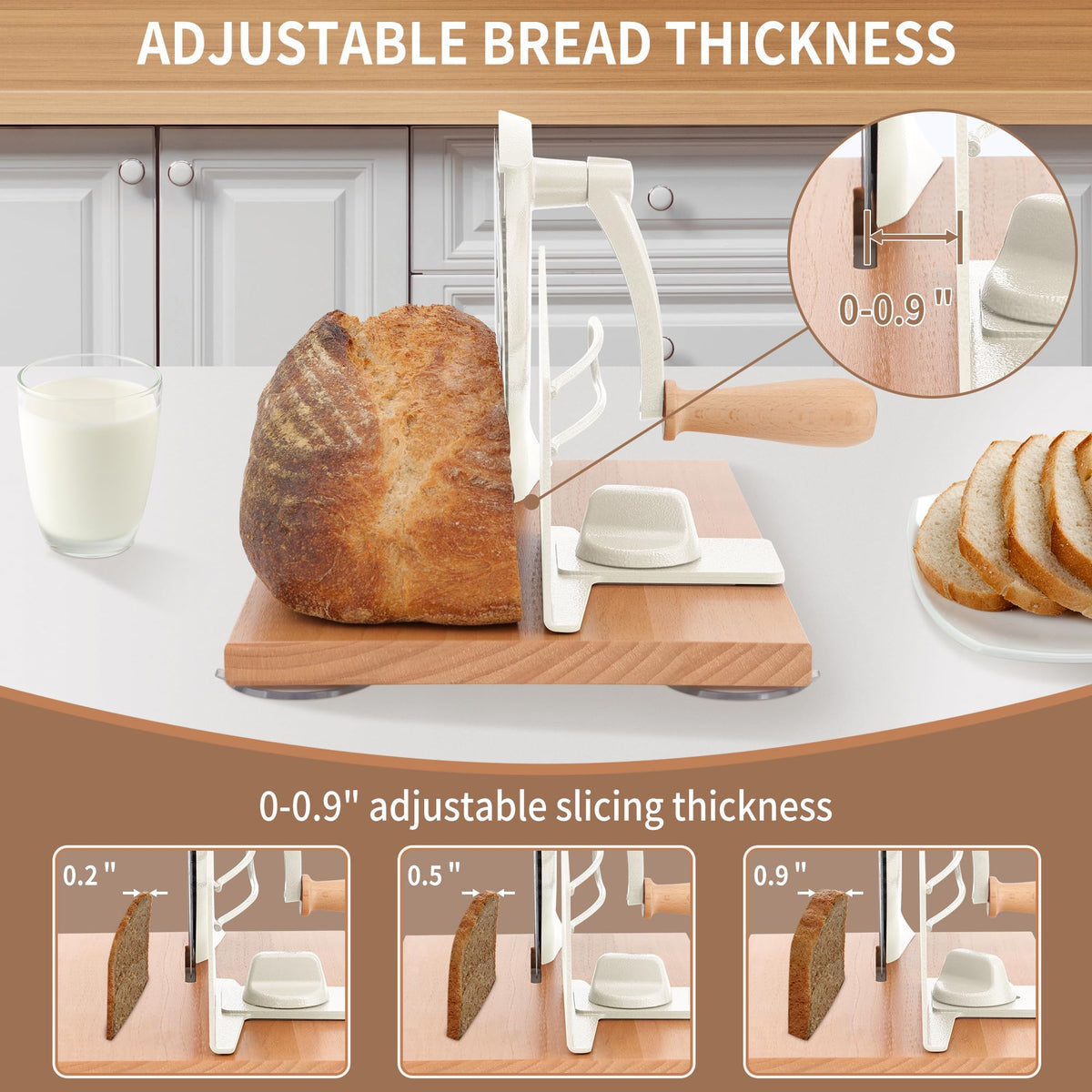 CAWIU bread slicer adjustable thickness knob for custom slice width